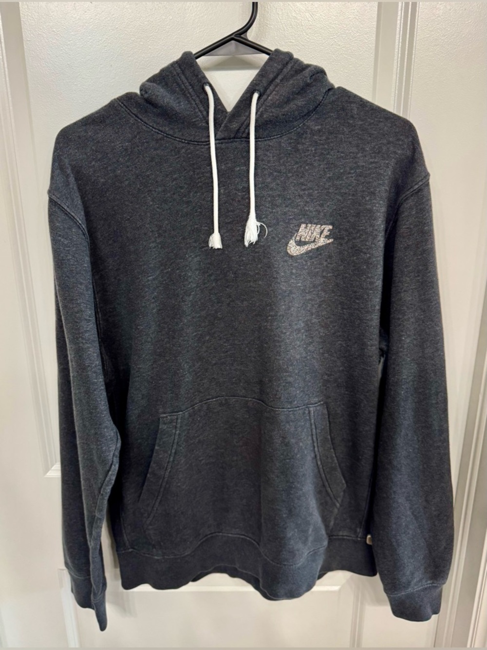 Nike Dark Gray Pullover Hoodie with White Logo